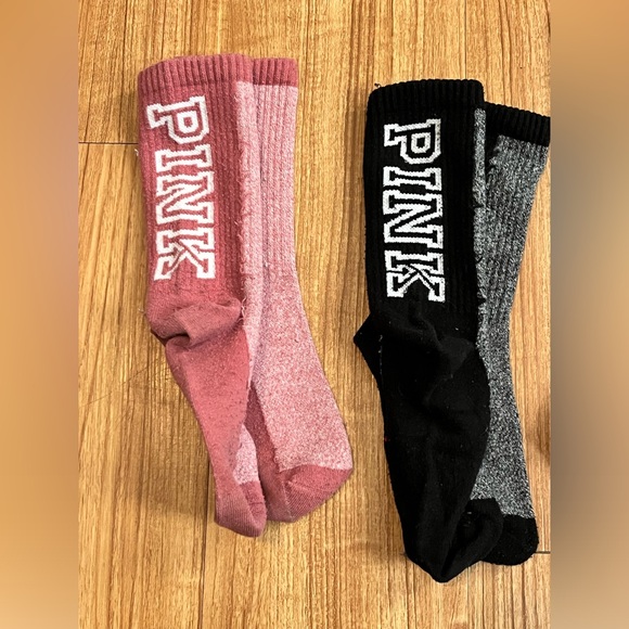 4 pairs of Pink Victoria’s Secret Socks. 2 High and 2 low. - Picture 3 of 8